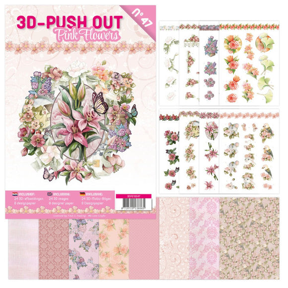 Pink Flowers Decoupage & Backing Paper Book (no. 47)