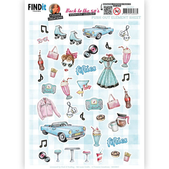 Back to the Fifties Die Cut Decoupage - Small Elements A