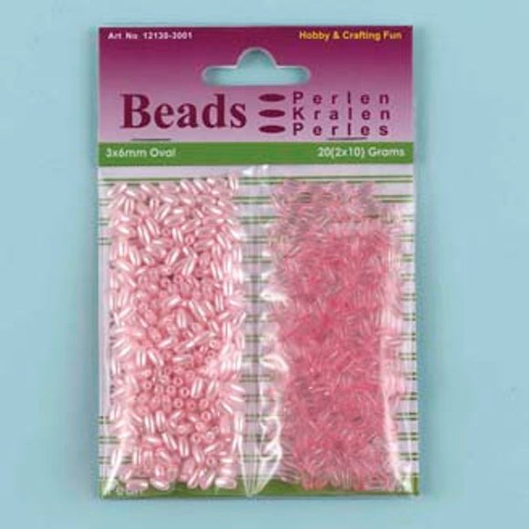 Acrylic Rice Bead Duo Set Pink