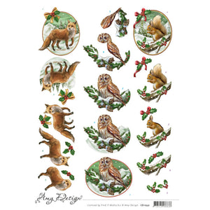 Amy Design - Christmas Animals Decoupage Sheet