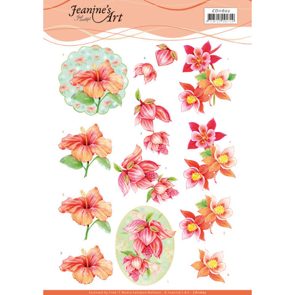 Jeanine's Art - Orange Flowers Decoupage Sheet