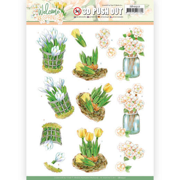 Jeanine's Art Welcome Spring Die Cut Decoupage - Yellow Tulips