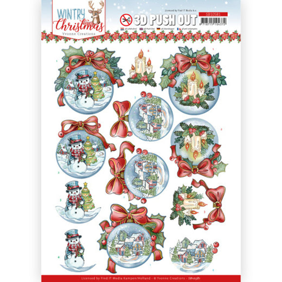 Wintry Christmas Die Cut Decoupage - Christmas Baubles