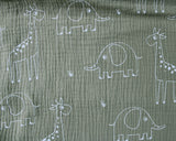 Animal nursery kids 100% cotton double gauze muslin fabric per 1/2m