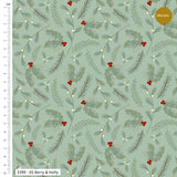 Jolly Poinsettia Christmas metallic cotton fat quarter bundle of 5 quilting fabrics.
