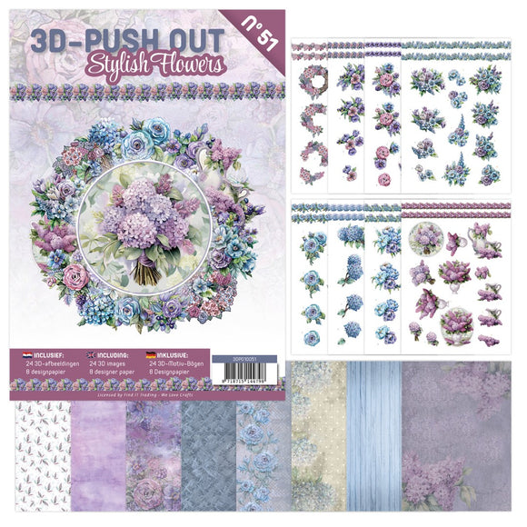 Stylish Flowers Decoupage & Backing Paper Book (no. 51)