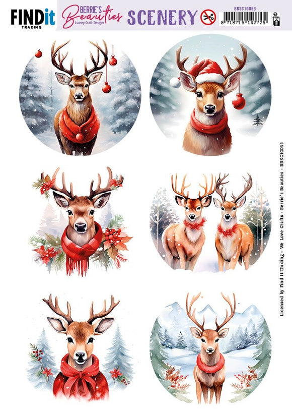 Berries Beauties Die Cut Toppers - Deer (Circle)