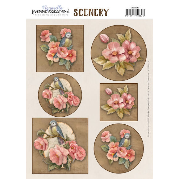 Push Out Scenery - Yvonne Creations - Aquarella - Birds & Flowers