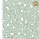 Deluxe Christmas cotton fat quarter bundle of 5 green festive quilting fabrics.