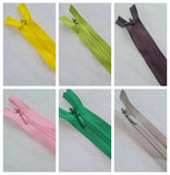 Concealed Invisible closed-end nylon zip No.3 8" 9" 14" 16" 22". Auto-lock. Size 2