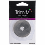 Rotary Cutter Blades: Trimits. 28 mm (2 pack), 45 mm (x1). Tungsten steel, straight cut.