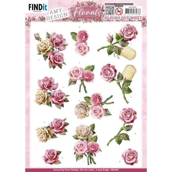 Pink Florals Die Cut Decoupage - Roses