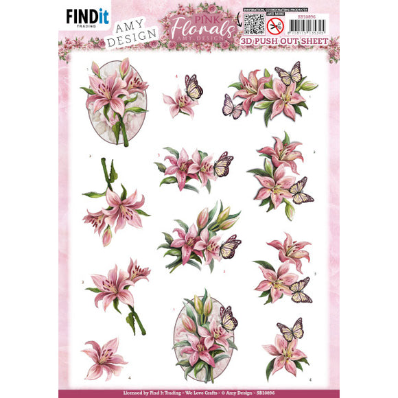 Pink Florals Die Cut Decoupage - Lilies