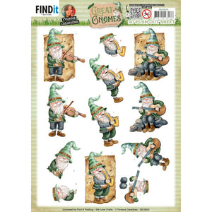 Great Gnomes Die Cut Decoupage - Music Gnomes