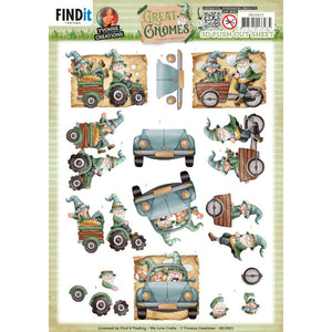 Great Gnomes Die Cut Decoupage - Driving Gnomes