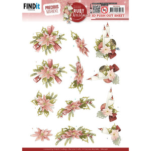 Ruby Christmas Die Cut Decoupage - Poinsettia