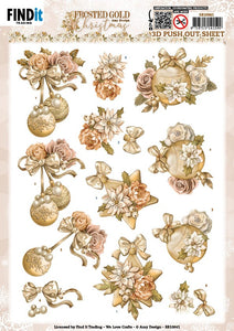 Frosted Gold Christmas Die Cut Decoupage - Baubles