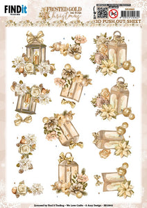 Frosted Gold Christmas Die Cut Decoupage - Lantern