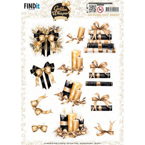 Golden Whisper Die Cut Decoupage - Bow