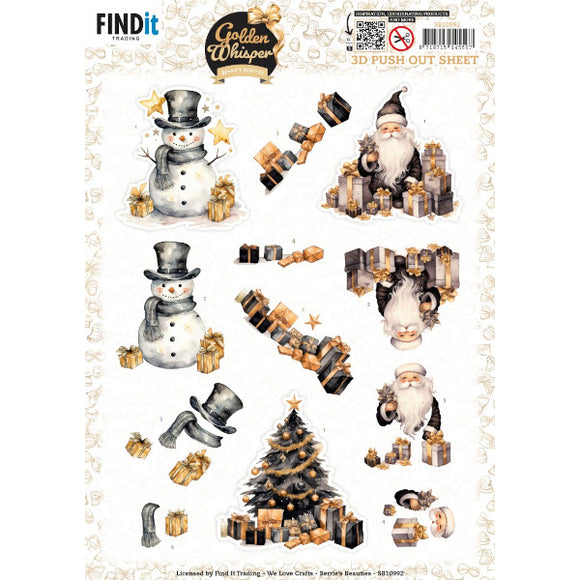 Golden Whisper Die Cut Decoupage - Santa