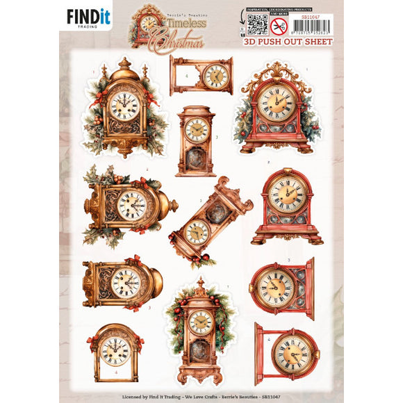Timeless Christmas Die Cut Decoupage - Clock