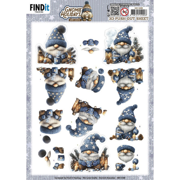 Gnomie Holidays Die Cut Decoupage - Gnomie Blue
