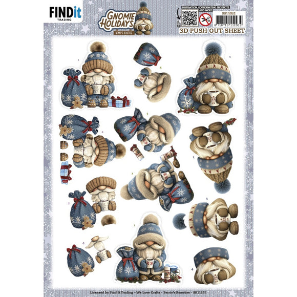 Gnomie Holidays Die Cut Decoupage - Gnomie Navy
