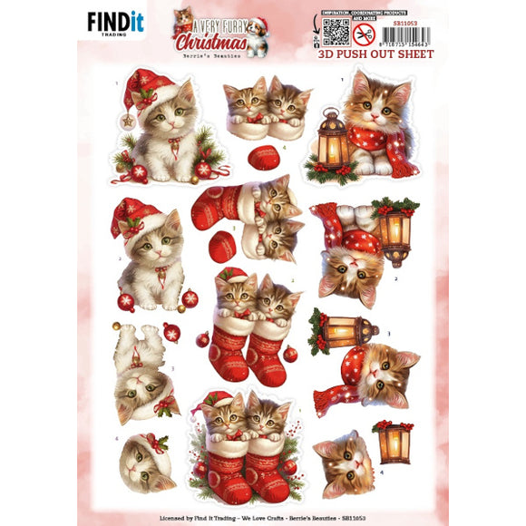 A Very Furry Christmas Die Cut Decoupage -Kitten