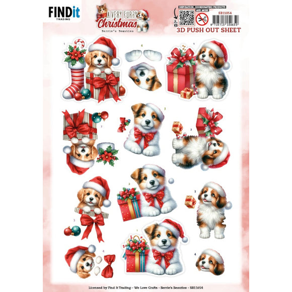A Very Furry Christmas Die Cut Decoupage - Puppy