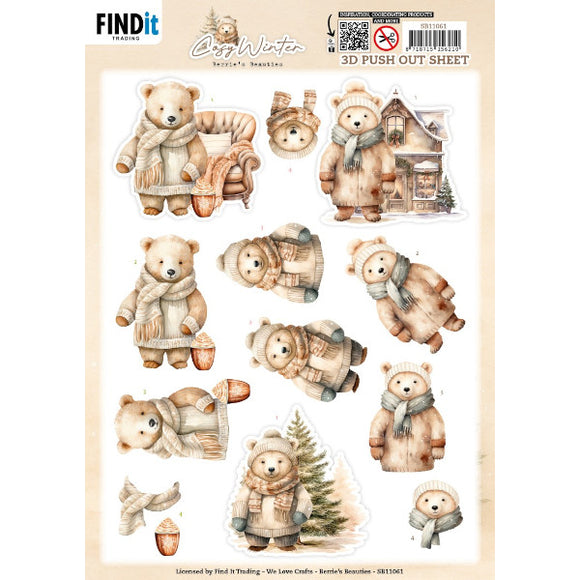 Cosy Winter Die Cut Decoupage - Cosy Bear