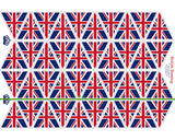 UK flag bunting Union Jacks. Cotton Fabric Panel. 1/2m x1.5m, 20 flags