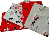 Scottie dog V&A Christmas fat quarter bundle of 5 quilting cotton Fabrics.