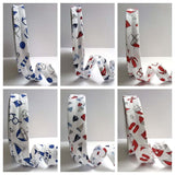 Blue/Red Beach/Sailboat Bias Binding x 1m. Double fold 18mm /30mm wide