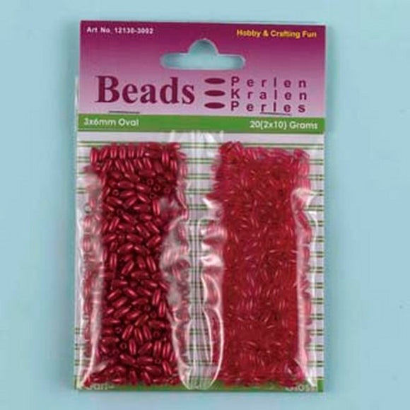 Acrylic Rice Bead Duo Set Red