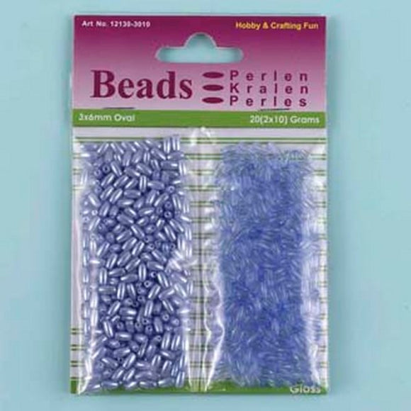 Acrylic Rice Bead Duo Set. Pastel Blue