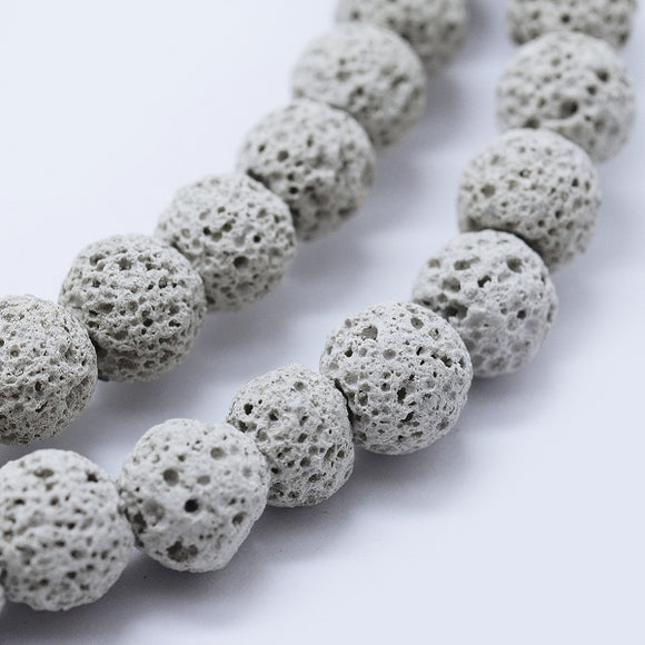 Grey Dyed Lava Rock Beads 8mm