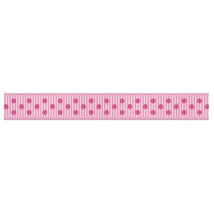 Dotty Printed Grosgrain Ribbon 123 Pearl Pink with 156 Hot Pink Dots