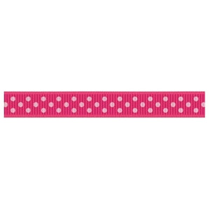 Dotty Printed Grosgrain Ribbon 175 Shocking Pink with 115 Powder Pink Dots