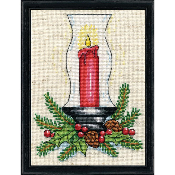 Christmas Candle Counted Cross Stitch Kit on Aida