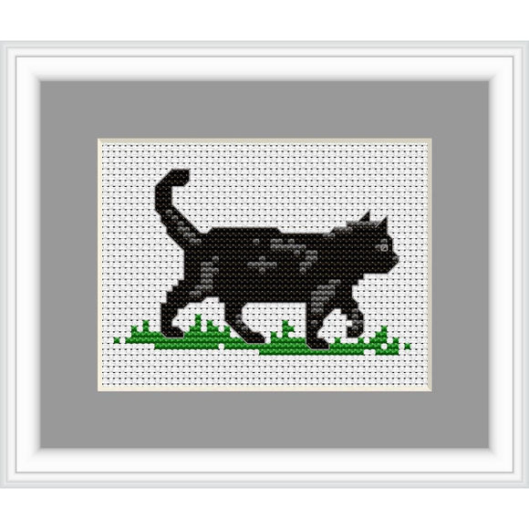 Black Cat Mini Counted Cross Stitch Kit