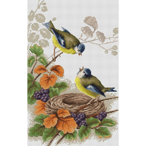 Bluetits in a nest Counted Cross Stitch Kit on Aida