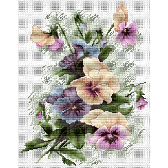 Pansies Counted Cross Stitch Kit on Aida