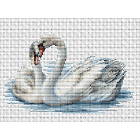 Swans Counted Cross Stitch Kit on Aida