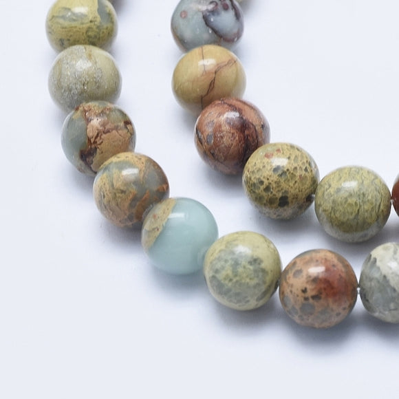 Natural Aqua Terra Jasper Beads 8mm