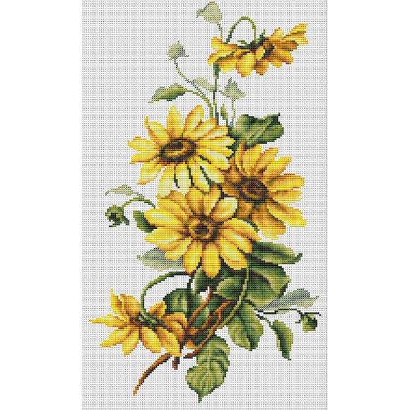 Yellow Daisies Counted Cross Stitch Kit on Aida