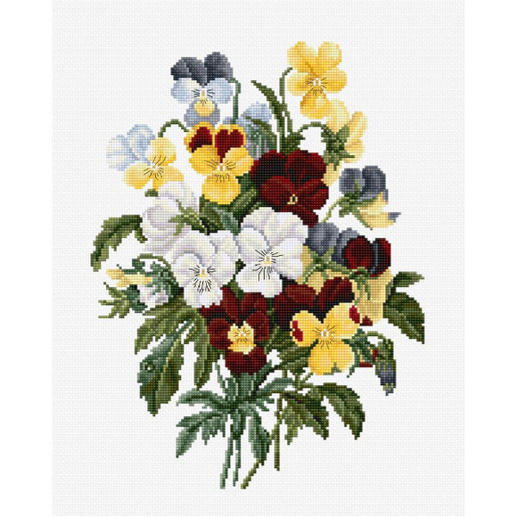 Bouquet of Pansies Counted Cross Stitch Kit on Aida
