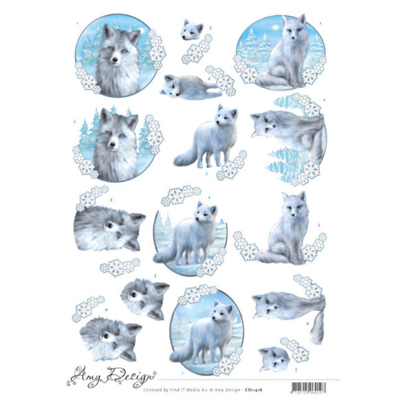 Amy Design - Winter Foxes Decoupage Sheet