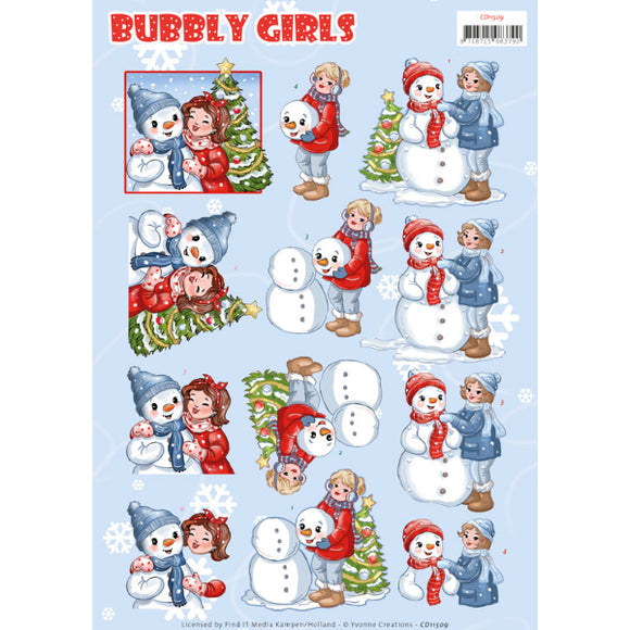 Bubbly Girls - Christmas Decoupage Sheet