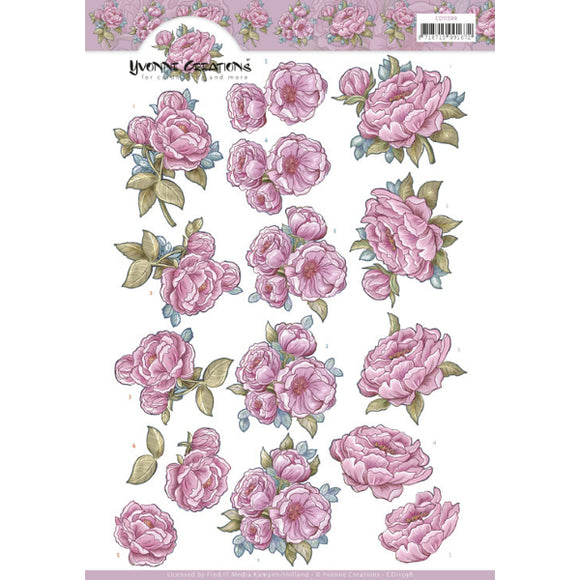 Yvonne Creations - Pink Rose Decoupage Sheet