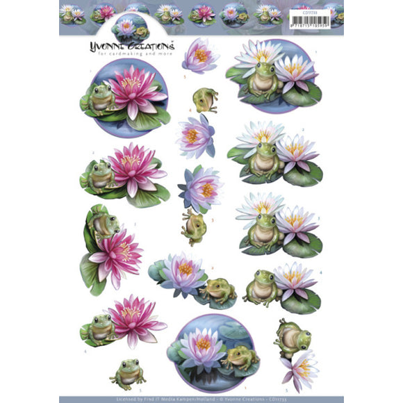 Yvonne Creations - Frog & Water Lily Decoupage Sheet